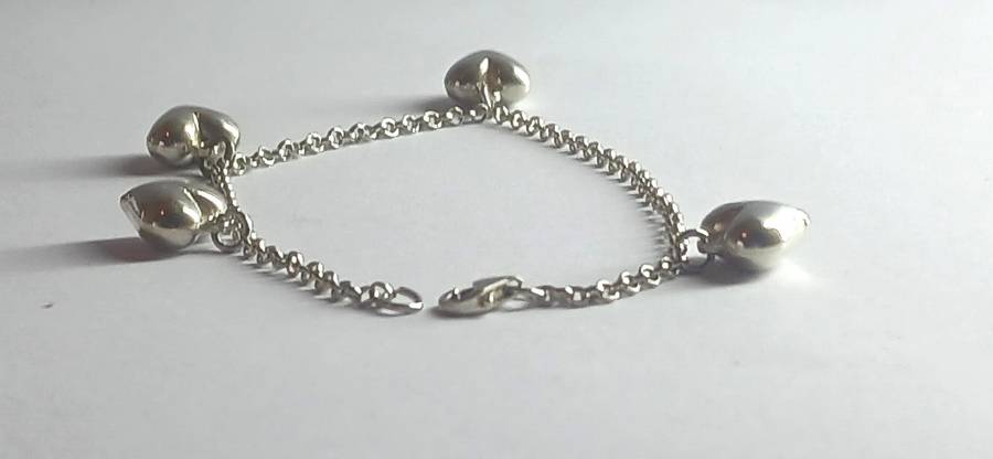 Sterling silver heart charm bracelet