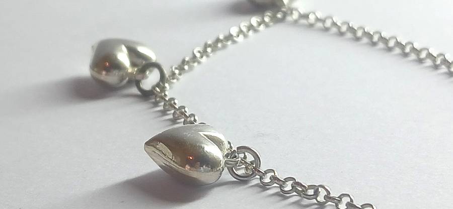 Sterling silver heart charm bracelet