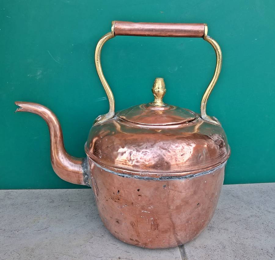 Antique copper kettle