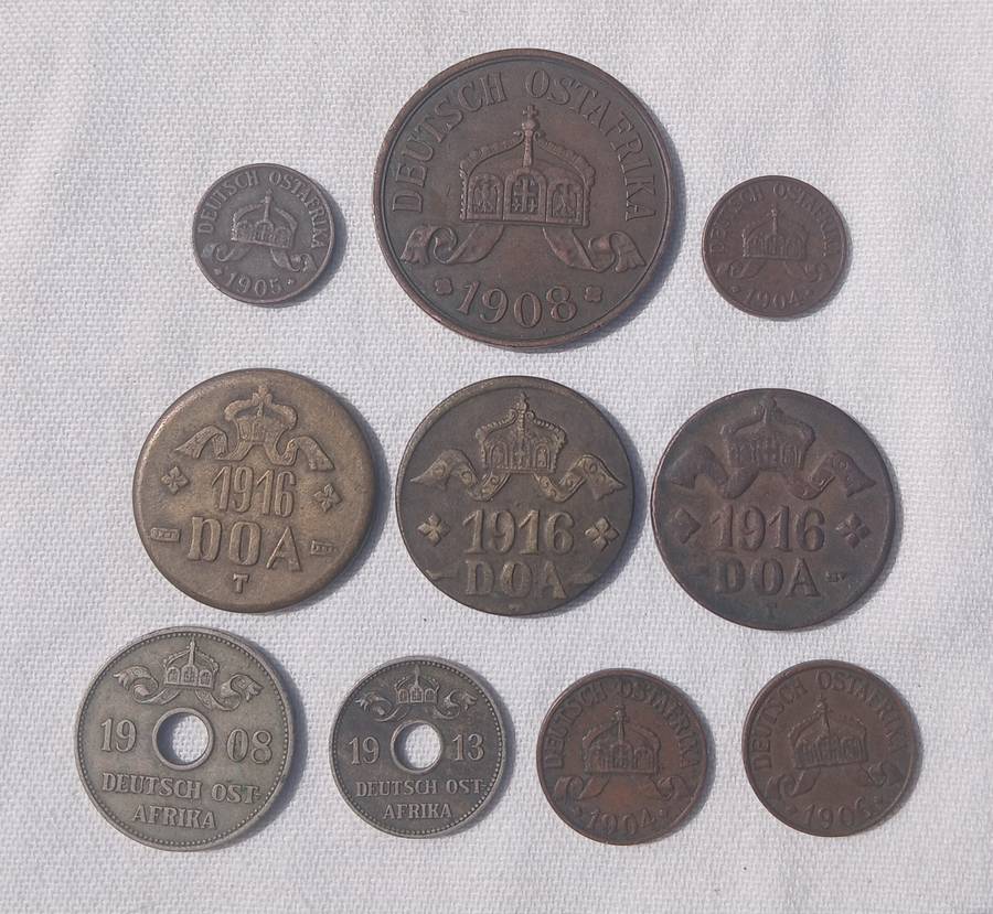 RARE GERMAN EAST AFRICA HELLER COINS