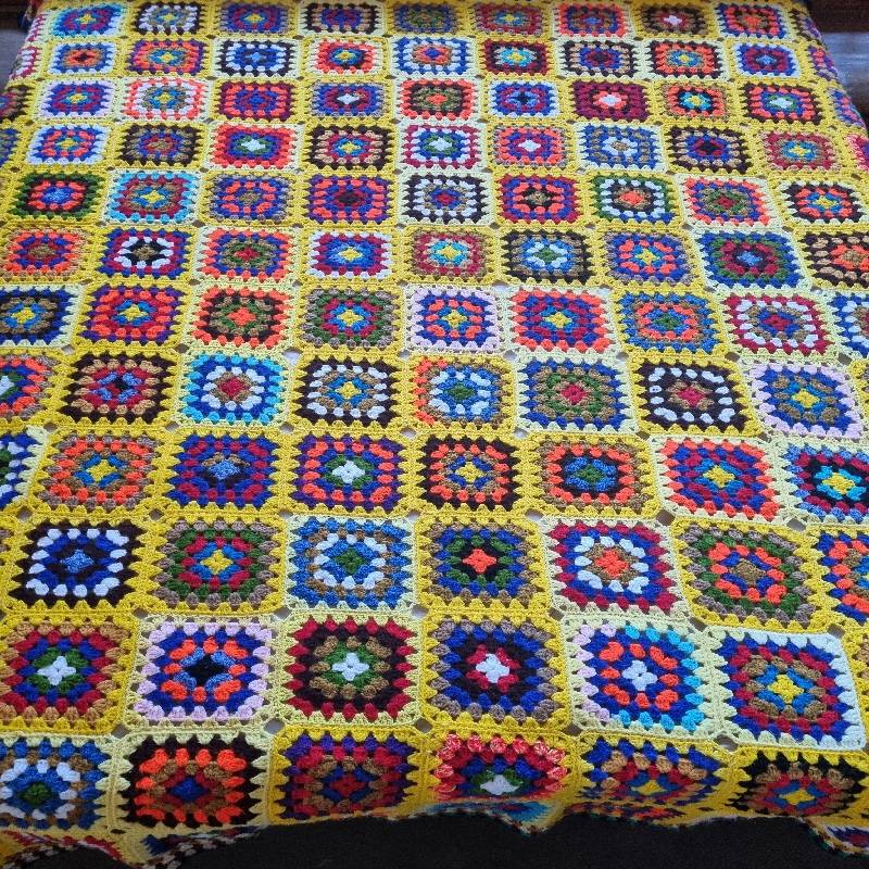 Large Vintage crochet blanket - 2.4m x 1.7m