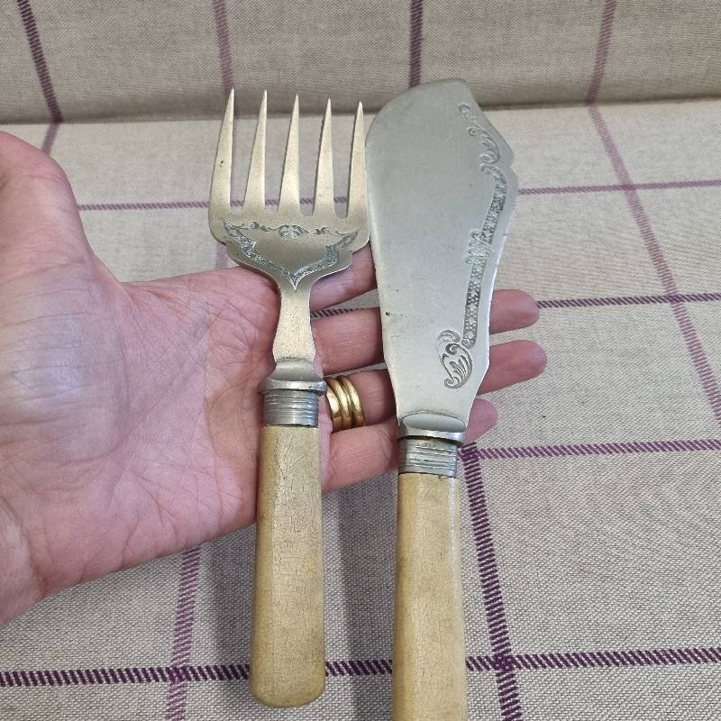 Large Vintage Fork and Knife set - Lots of detail and character