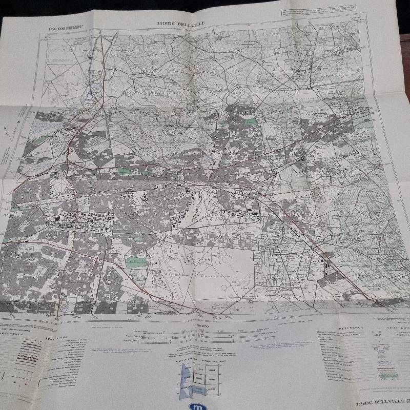 Vintage Bellville Topographical Map - Scale 1:50 000 - 3318DC Bellville