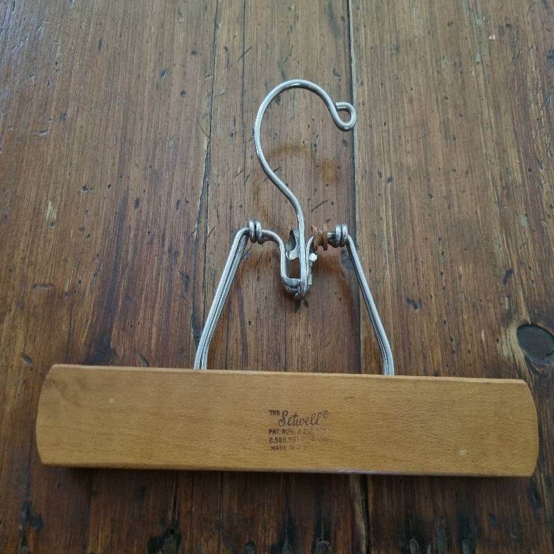 Vintage Wooden Hanger - The Setwell Hanger - Made in USA - Trouser Hanger