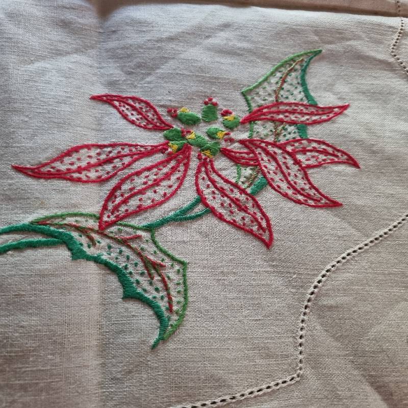 Vintage Embroidered Tea Tray Cloth - Just Beautiful!!