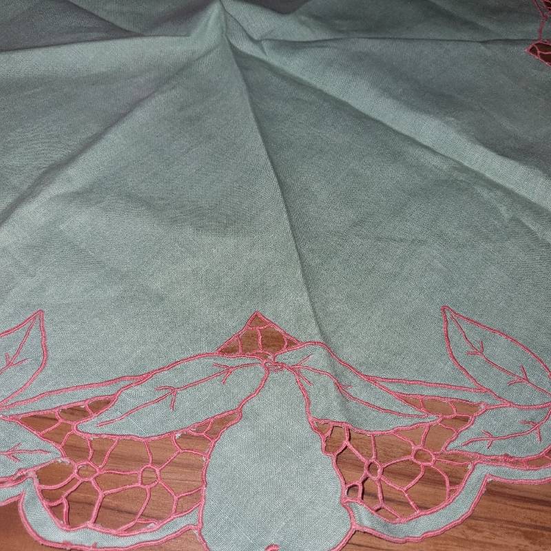 Vintage Green Hand Crafted Tablecloth - Diameter - 65cm