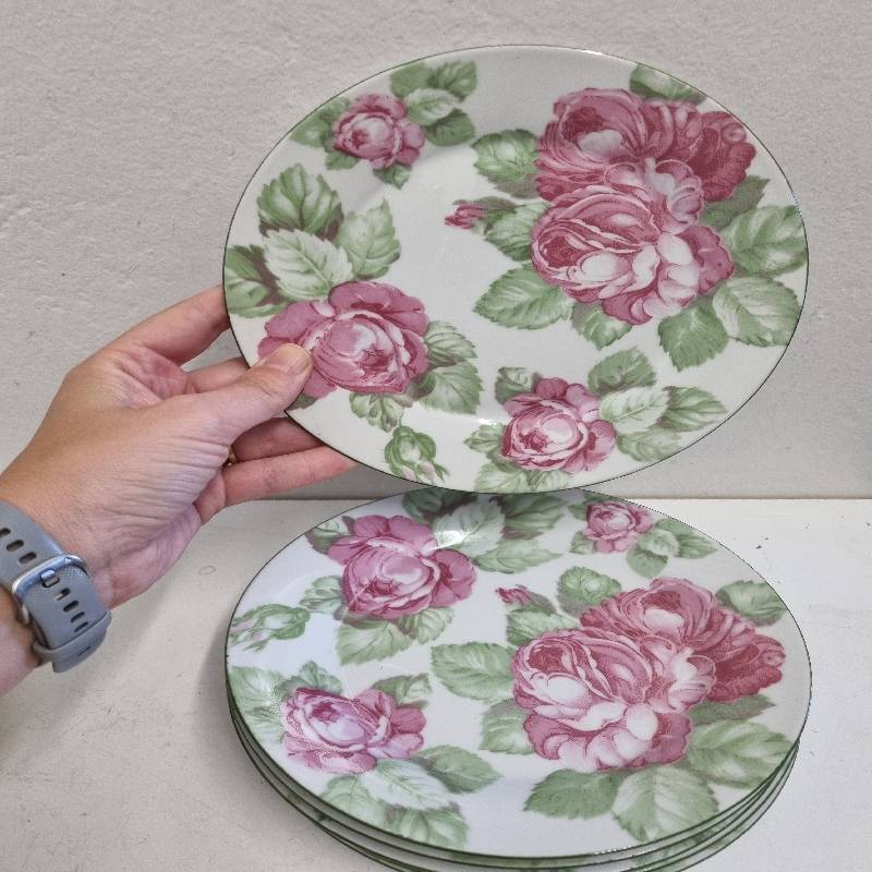 6 x Wiesenthal Porcelain Cake Plate - Made in Germany - Diameter - 19.5cm - Beautiful Rose detail