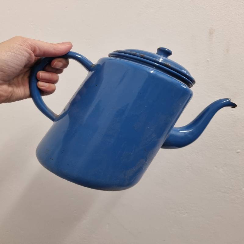 Beautiful Blue Enamel Kettle - Lots of character