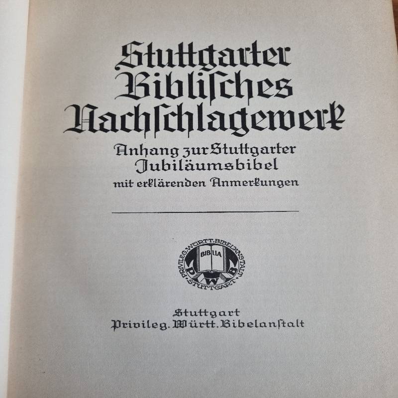 Stuttgarter Biblisches Nachschlagewerk - Beautiful Large Vintage Book - 1932