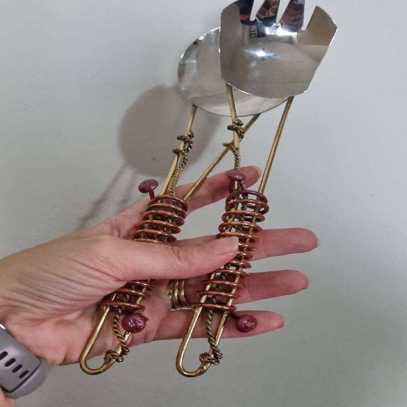 Handcrafted Copper & Brass Salad Server Set by Creative Copper