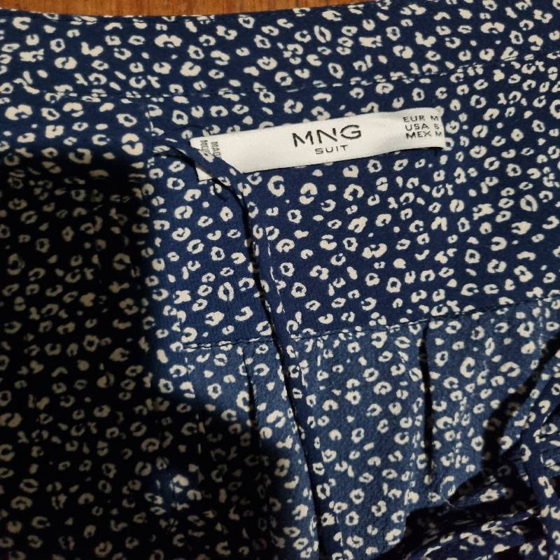 Mango Shirt - Size M - Navy and white