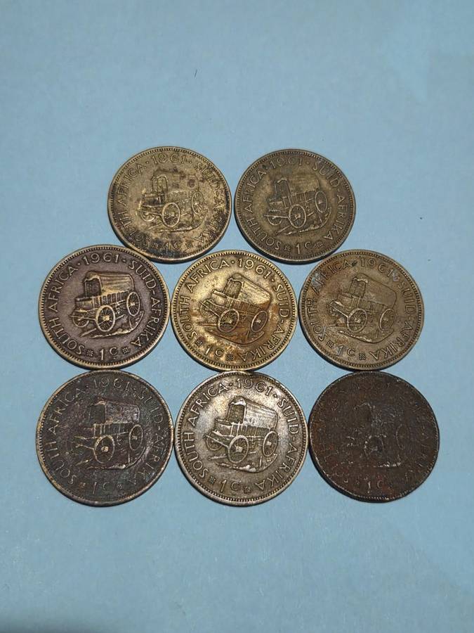 8 x 1961 1c Coins - Vintage Coins