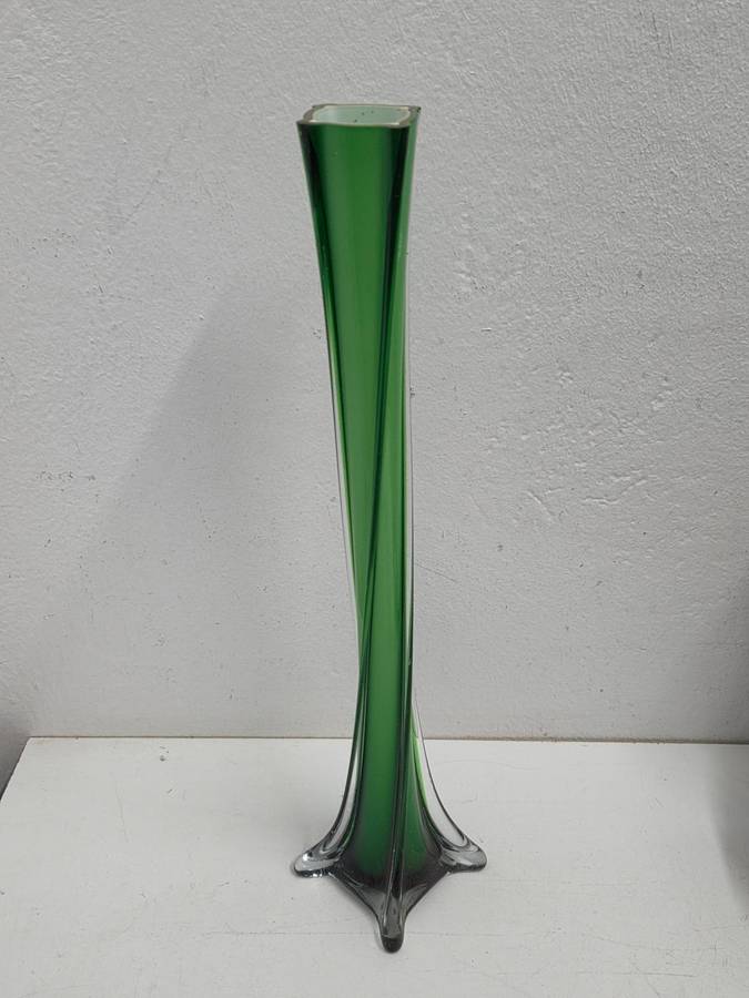 Vintage Tall Green Glass Vase - 40cm