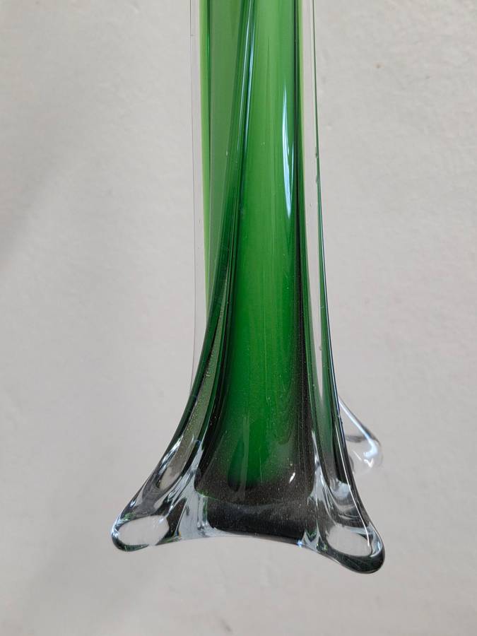 Vintage Tall Green Glass Vase - 40cm