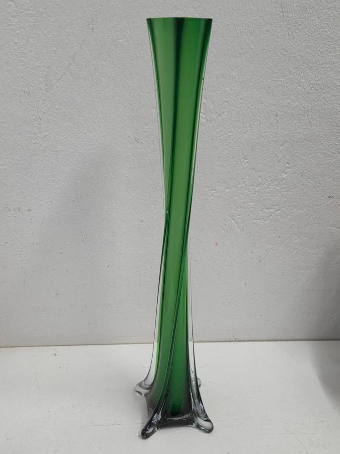 Vintage Tall Green Glass Vase - 40cm