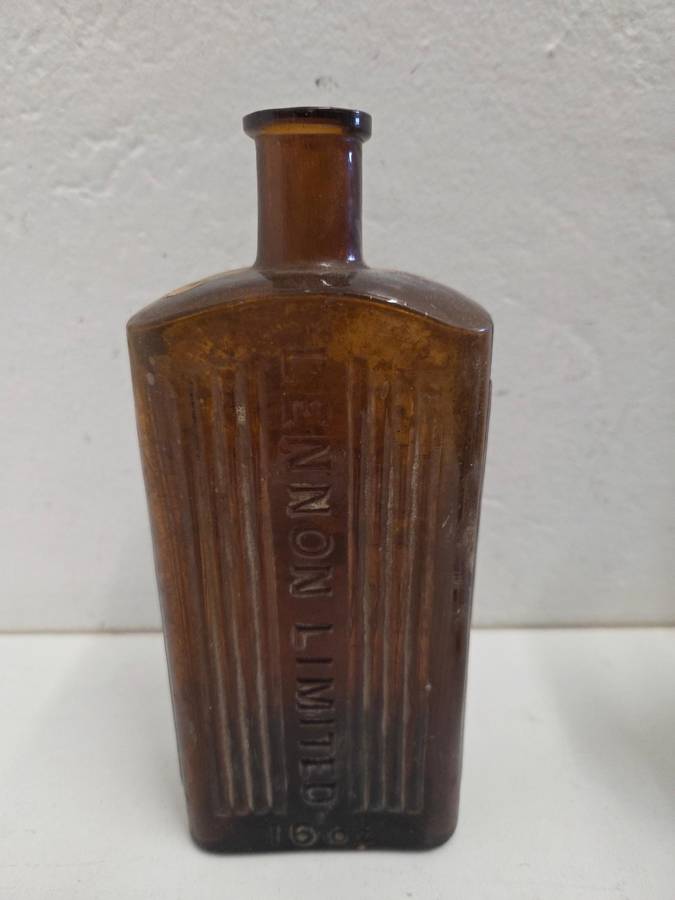 Vintage Brown Glass Bottle - Lennon Limited 16 oz - Height - 19cm