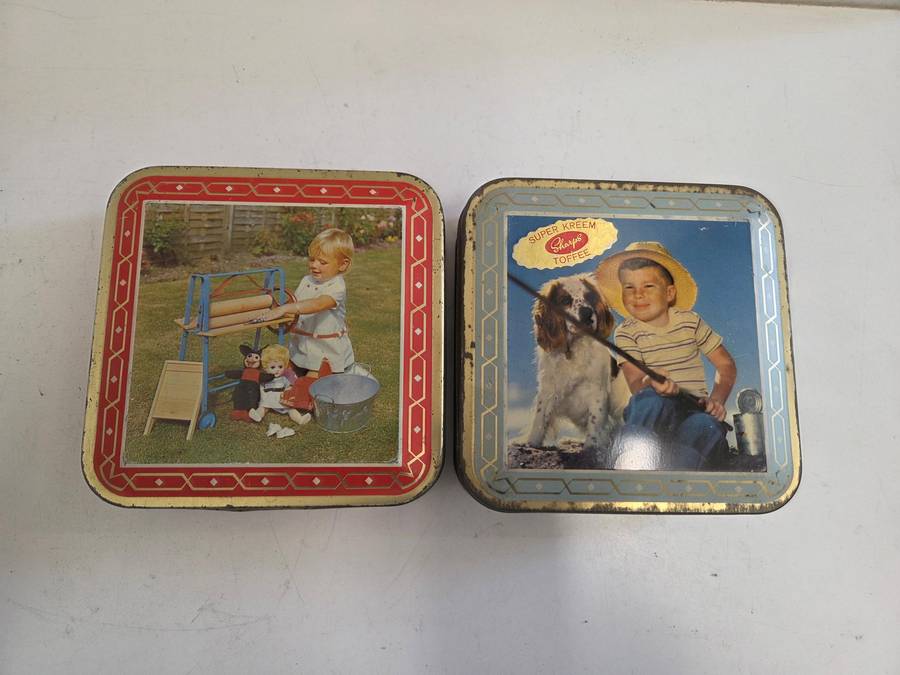 2 x Vintage Edward Sharp Tins - 13.5cm x 13.5cm each