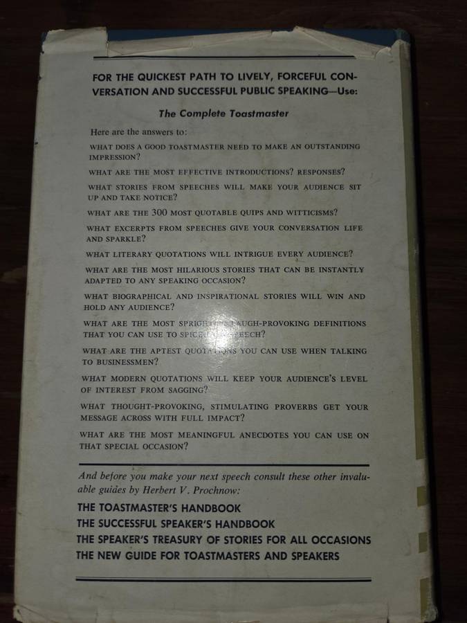 The Complete Toastmaster - Treasury of over 2500 stories, quotes, etc - Hervert V Prochnow