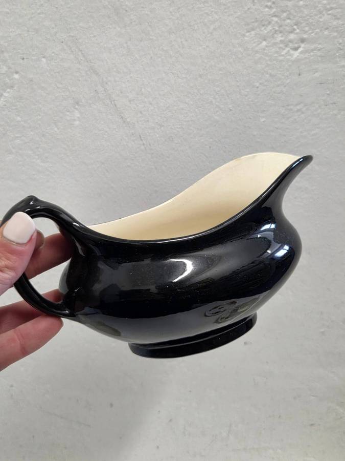 Vintage Black Porcelain Sauce Jug