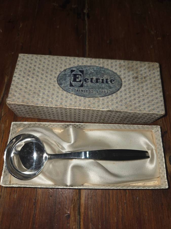 Vintage Eetrite Stainless Steel Sugar Ladle in Original Box