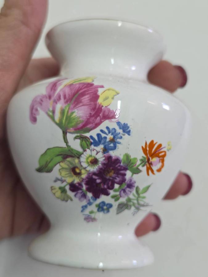 Small Vintage Hand Decorated Vase - Height - 9cm