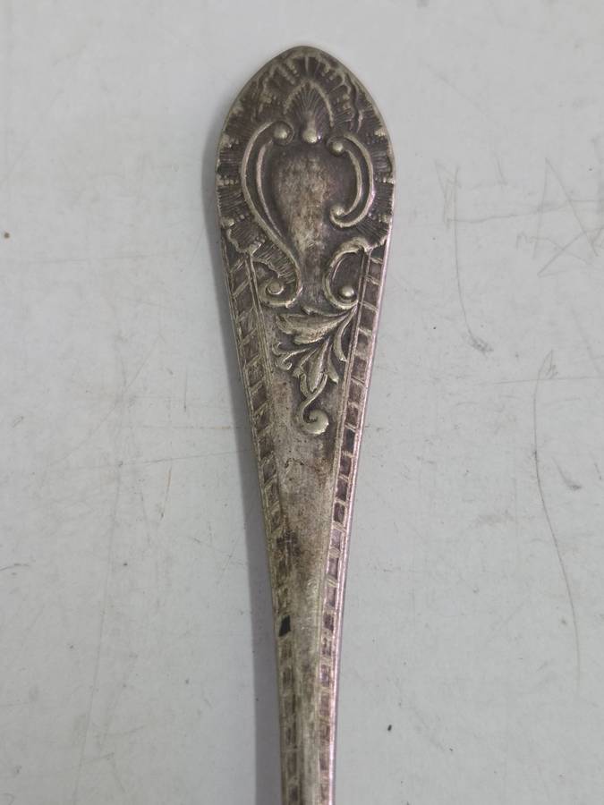 Engraved Flat Bottomed Jam Serving Spoon - Silver Plate - Hallmarked - Lots of character