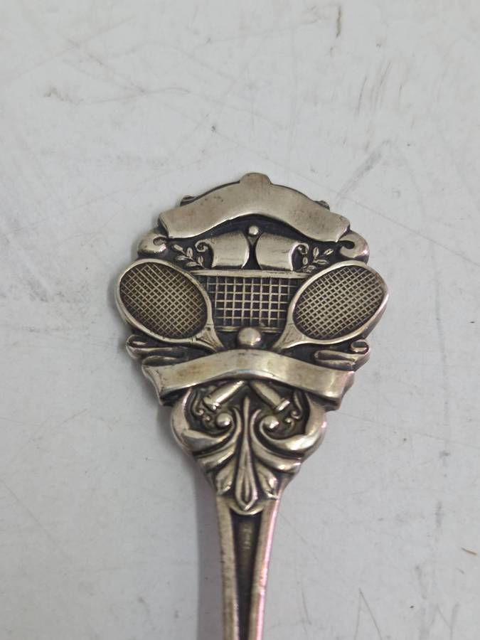 Vintage EPNS teaspoon with tennis detail