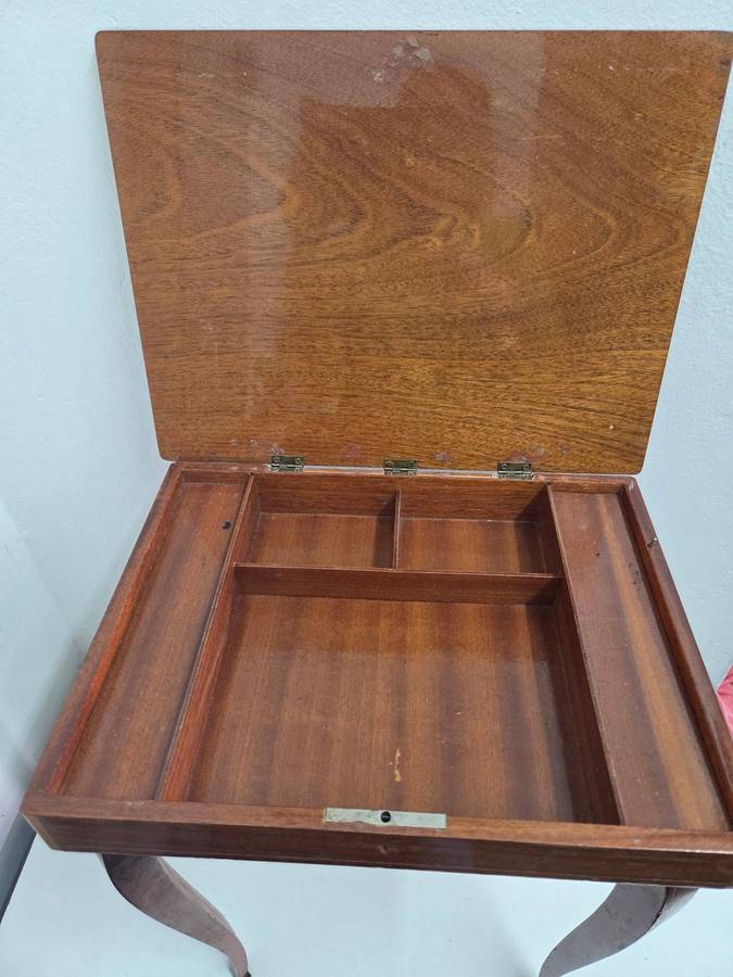Antique Italian Inlaid Wood Table Music Box - Working Condition - Height - 44cm