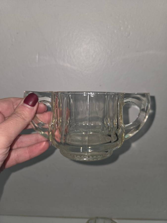 Matching Glass Milk jug and sugar bowl Heavy Glass Great quality