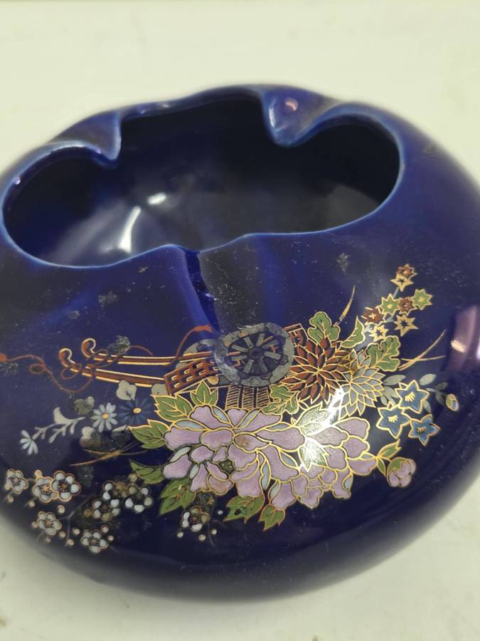 Vintage Japanese Cobalt Blue Ashtray