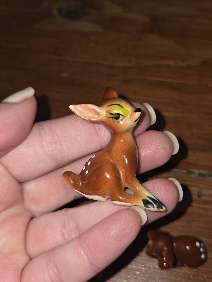 3 x Vintage Miniature Bone China Deer / Bambi
