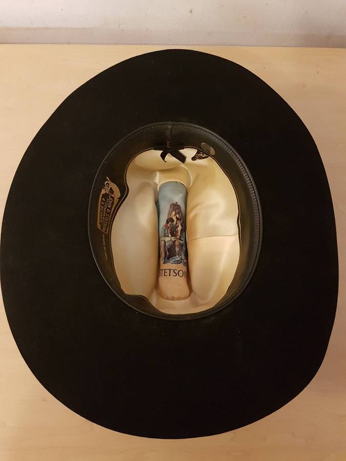 Authentic Stetson Black Beaver Cowboy Hat Size 57