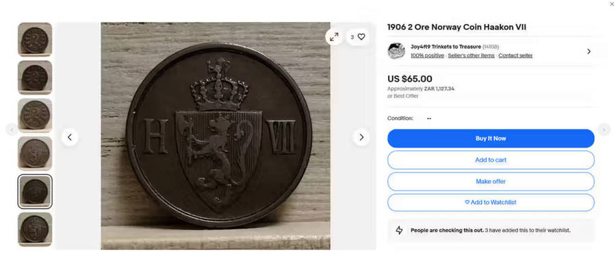 Harley Davidson Gift Box + 8 x Napkin Rings + 1906 Norway 2 Ore Coin