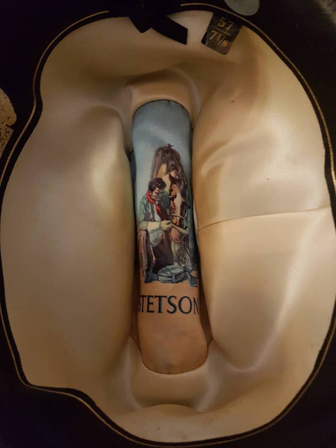 Authentic Stetson Black Beaver Cowboy Hat Size 57