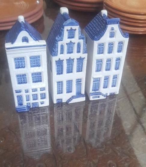 3 Beautiful Delftware Houses (No. 1, 6 & unknown). Designed by Elcsva. Holland. See photos