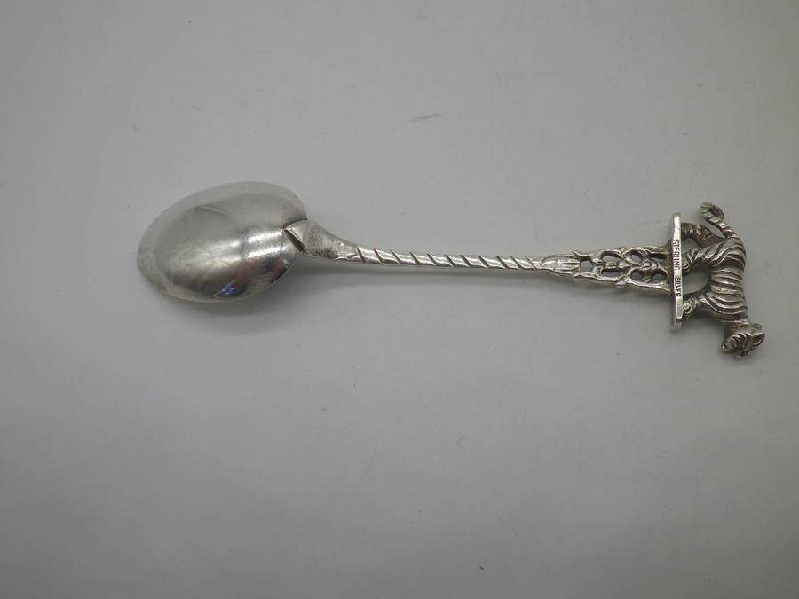 Sterling Silver TIGER FIGURAL teaspoon. Malaysia. 10.06 grams. 10cm long