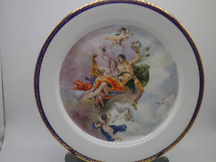 Beautiful Hand painted Display plate. Myth of 'Zeffiro & Flora' by Tiepolo. Chodziez Poland 24cm