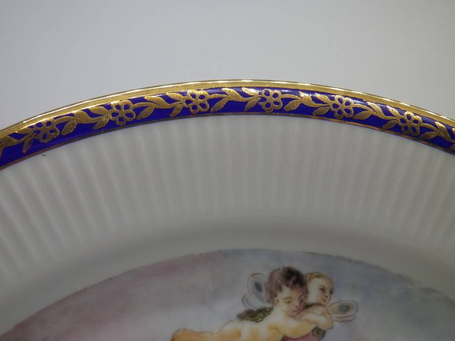 Beautiful Hand painted Display plate. Myth of 'Zeffiro & Flora' by Tiepolo. Chodziez Poland 24cm