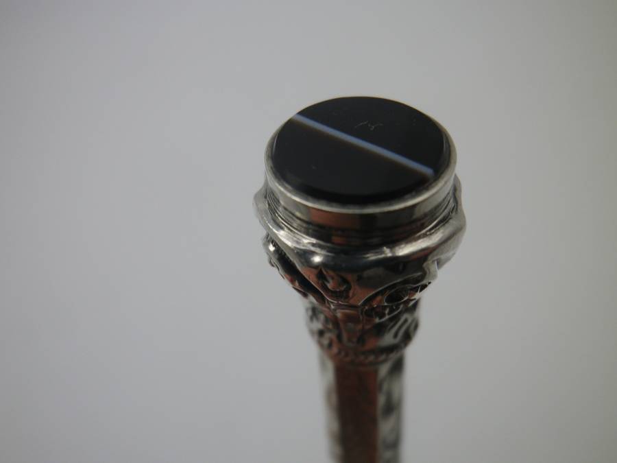 Antique Silver propelling pencil with agate finial inset