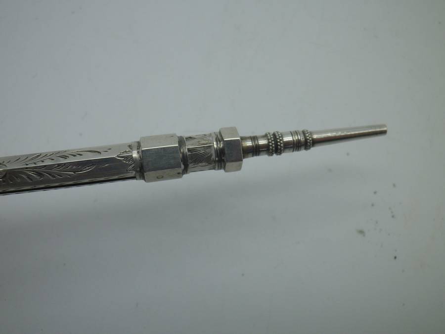 Antique Silver propelling pencil with agate finial inset