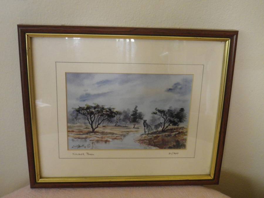 PAIR KRUGER NATIONAL PARK FRAMED Limited Edition SIGNED PRINTS 27x 22cm