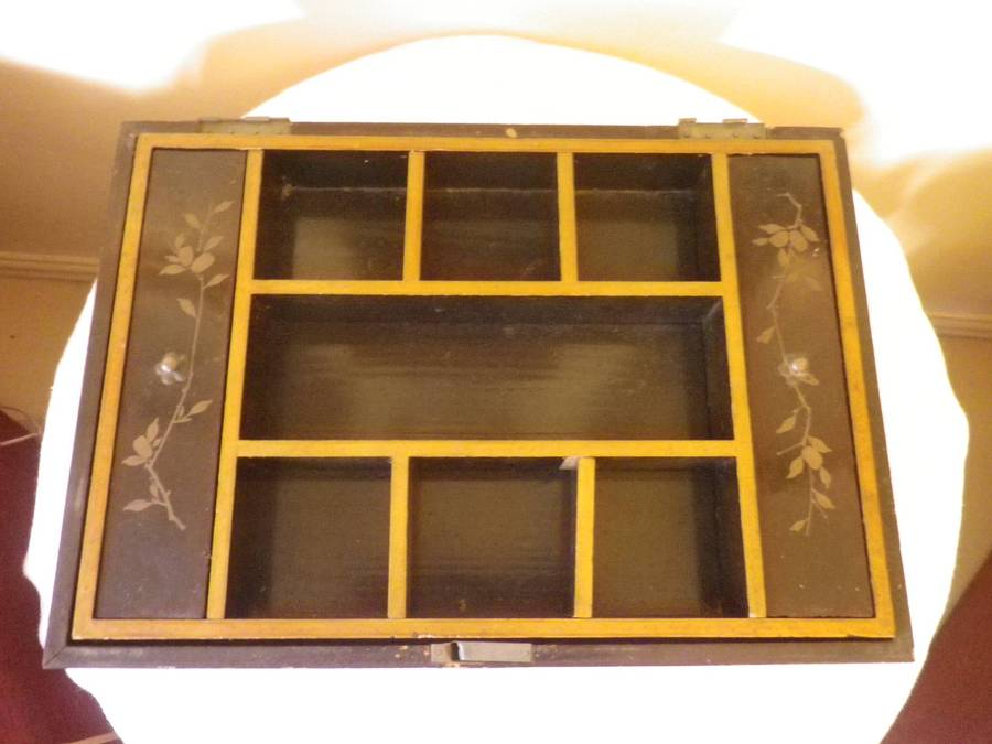 Large Antique circa 19th century black Lacquer Box.