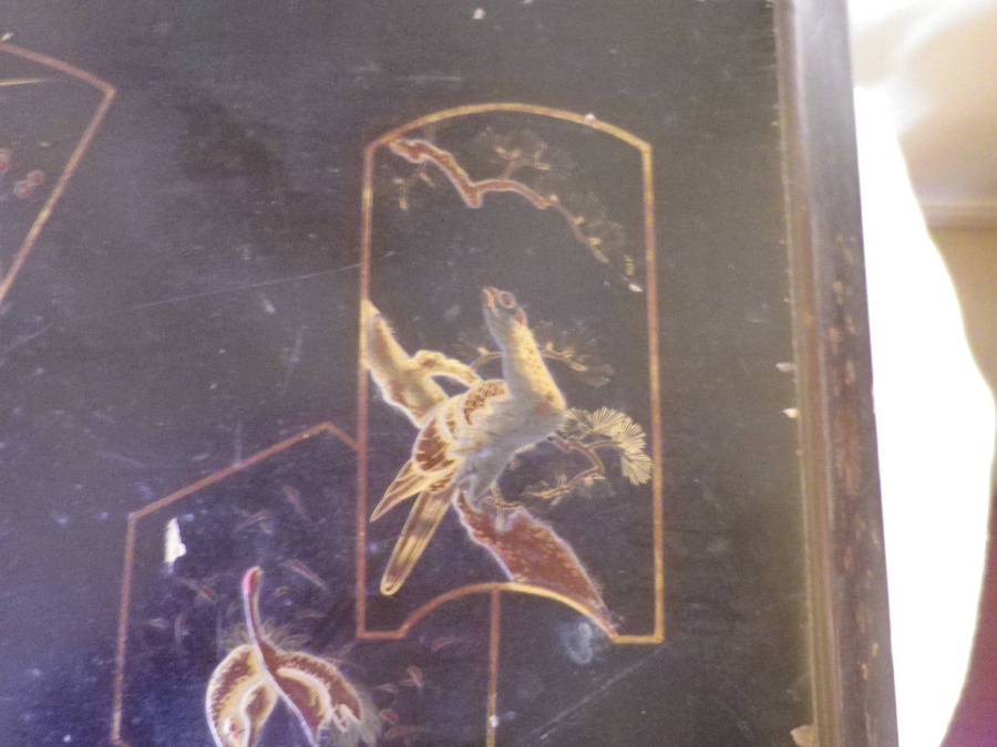 Large Antique circa 19th century black Lacquer Box.