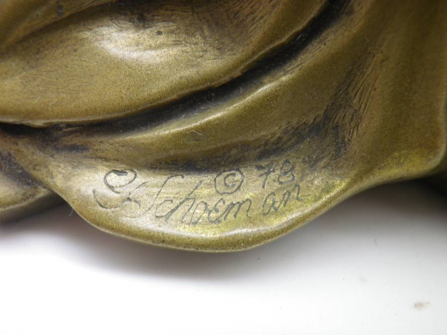 GIOVANNI SCHOEMAN famous SA sculptor, 1978 Mixed Metal Composite Cold Cast Figurine of Lao Yu