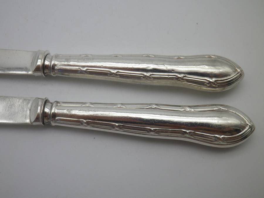Pair Antique Sterling Silver Butter knives. Sheffield, 1921. Frederick C Asman & Co.
