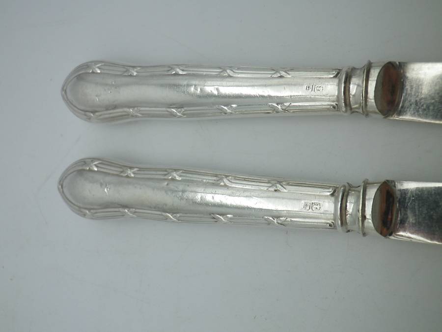 Pair Antique Sterling Silver Butter knives. Sheffield, 1921. Frederick C Asman & Co.