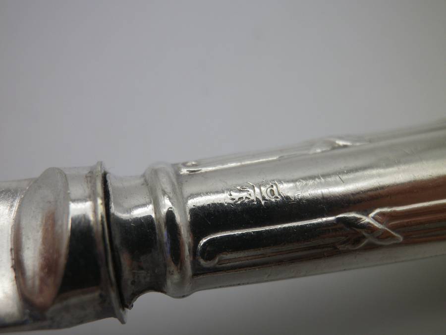 Pair Antique Sterling Silver Butter knives. Sheffield, 1921. Frederick C Asman & Co.