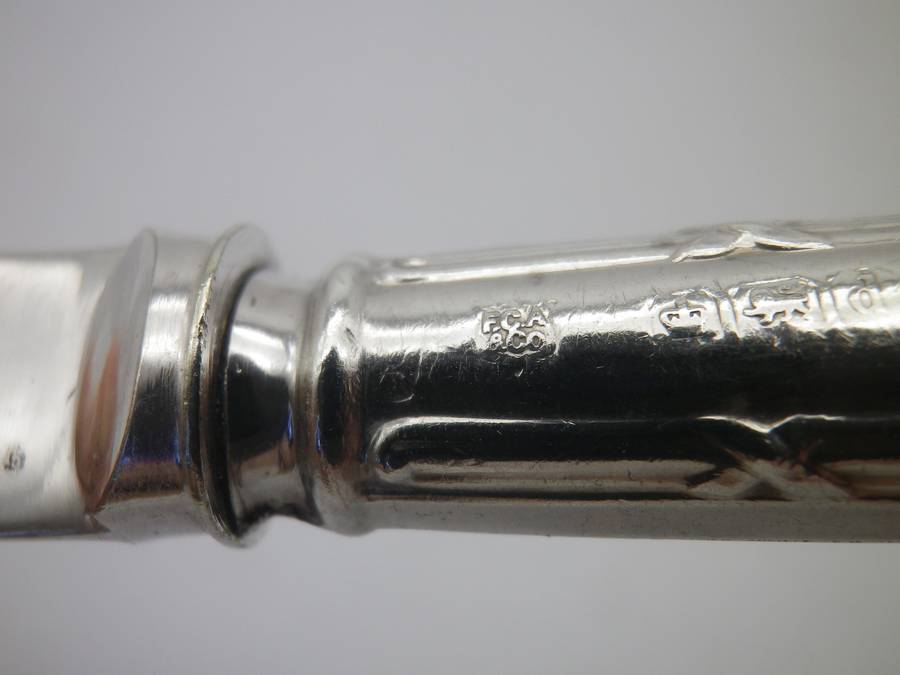 Pair Antique Sterling Silver Butter knives. Sheffield, 1921. Frederick C Asman & Co.