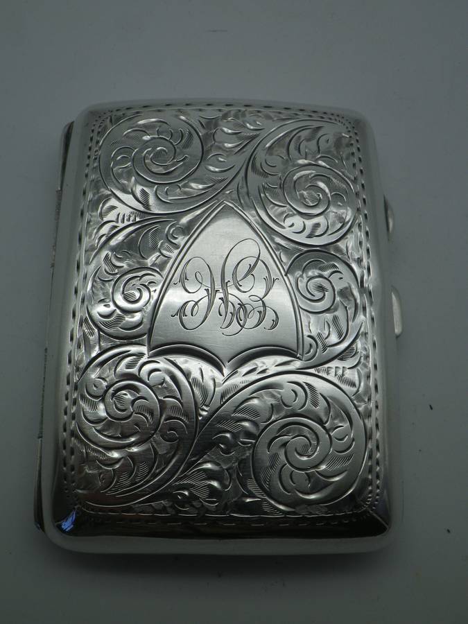 Sterling Silver Cigarette Case Birmingham 1917 or 1942 Joseph Gloster Ltd 74.5 9.5x6x1.5