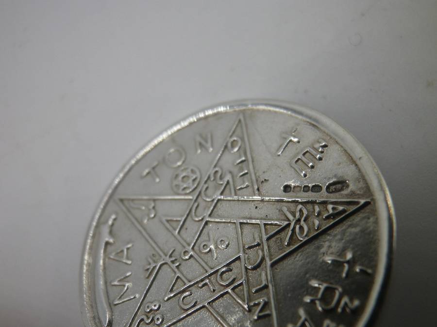 Hallmarked Sterling Silver Tetragrammatron and Zodiac Pendant, Pentagram. Sheffield, 2016
